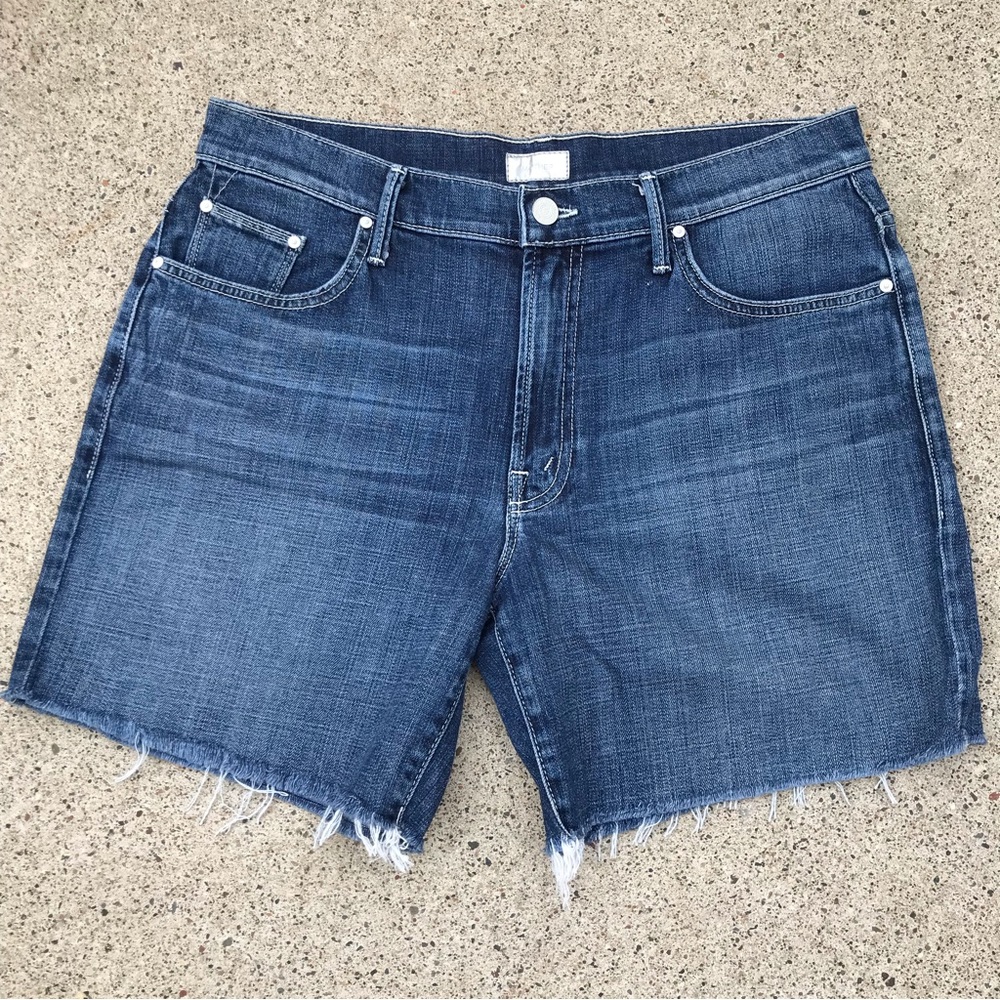 💙 Mother The Loosey Hooked Destroyed Denim Short